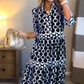 📢📢40% OFF !! ⏰Women’s Geometric Print V-Neck Maxi Dress