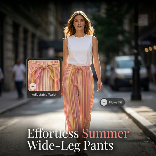 📢📢50% OFF !! ⏰Women's Striped Drawstring Wide-Leg Pants