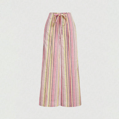 📢📢50% OFF !! ⏰Women's Striped Drawstring Wide-Leg Pants