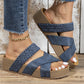 📢📢50% OFF !! ⏰Women's Criss-Cross Woven Strap Wedge Sandals