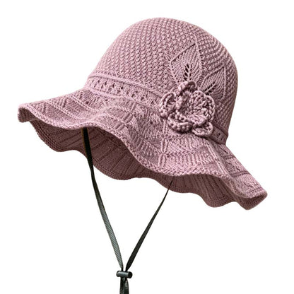 📢📢50% OFF !! ⏰Women's Crochet Bucket Hat with Flower Accent