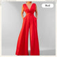 📢📢40% OFF !! ⏰Women's V-Neck Short Sleeve Wide-Leg Jumpsuit