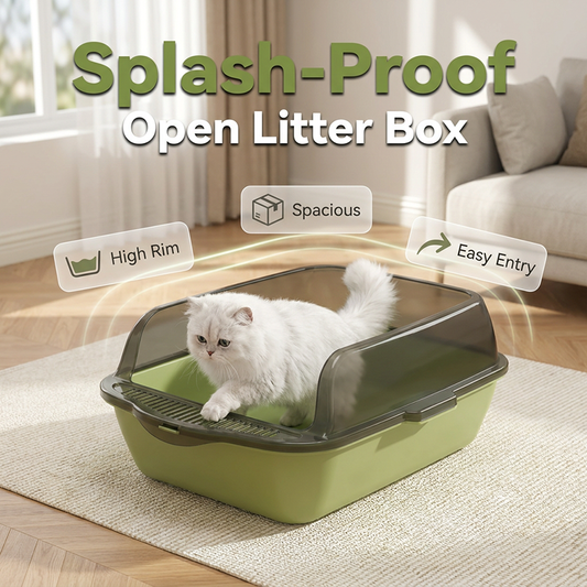 📢📢50% OFF !! ⏰Semi-Enclosed Plastic Litter Box with Splash Guard