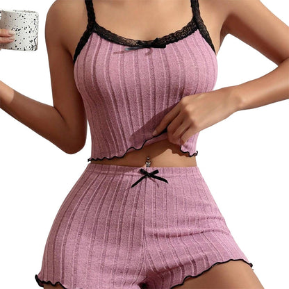📢📢50% OFF !! ⏰Ribbed Knit Cami & Shorts Pajama Set