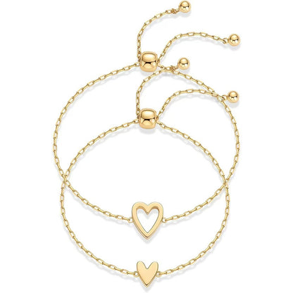 📢📢50% OFF !! ⏰2PCS Matching Heart Charm Bracelet Set