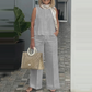 📢📢50% OFF !! ⏰Women's Simple Breathable Suit - Round-Neck Sleeveless Top & Wide-Leg Pants