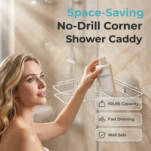 📢📢50% OFF !! ⏰Space-Saving No-Drill Corner Shower Caddy