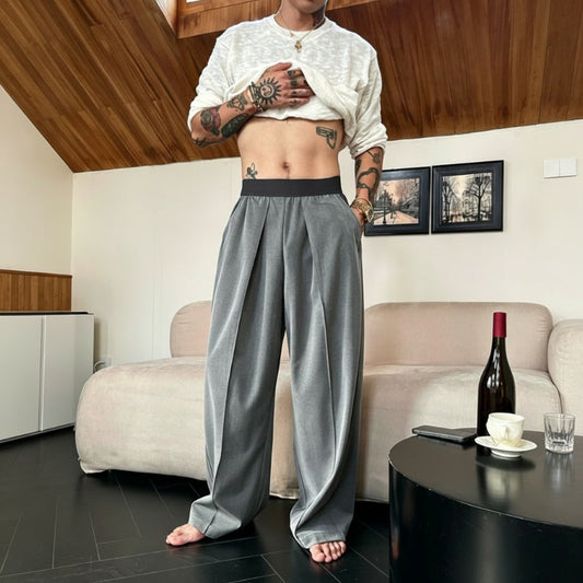 📢📢30% OFF !! ⏰Men's Pleated Wide-Leg Trousers with Elastic Waist