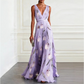 📢📢50% OFF !! ⏰Elegant V-Neck Tulip Print Maxi Dress