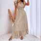 📢📢50% OFF !! ⏰Women's V-Neck Smocked High Waist Maxi Dress