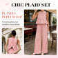 📢📢40% OFF !! ⏰Women's 2 Piece Plaid Print Outfits Ruffle Top & Pants