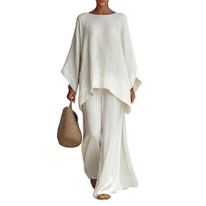 📢📢35% OFF !! ⏰Women's Loose Fit Long Sleeve Top & Wide Leg Pants Set