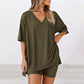 📢📢50% OFF !! ⏰Women's Lounge V-Neck Top & Shorts Set
