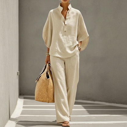 📢📢40% OFF !! ⏰Women's Stand-Up Collar Top & Wide-Leg Pants Set