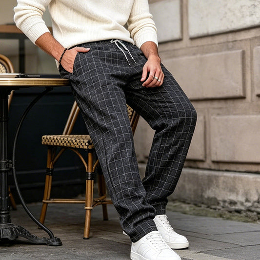 📢📢30% OFF !! ⏰Men's Plus Size Plaid Drawstring Trousers