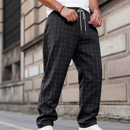 📢📢30% OFF !! ⏰Men's Plus Size Plaid Drawstring Trousers