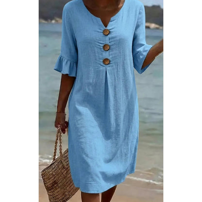 📢📢40% OFF !! ⏰Women’s Solid Color Ruffle Sleeve Midi Dress