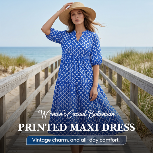 📢📢35% OFF !! ⏰Women's Casual Bohemian Printed Maxi Dress