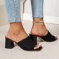 📢📢40% OFF !! ⏰Women's Knit Square Toe Chunky Heel Sandals