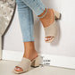 📢📢40% OFF !! ⏰Women's Knit Square Toe Chunky Heel Sandals
