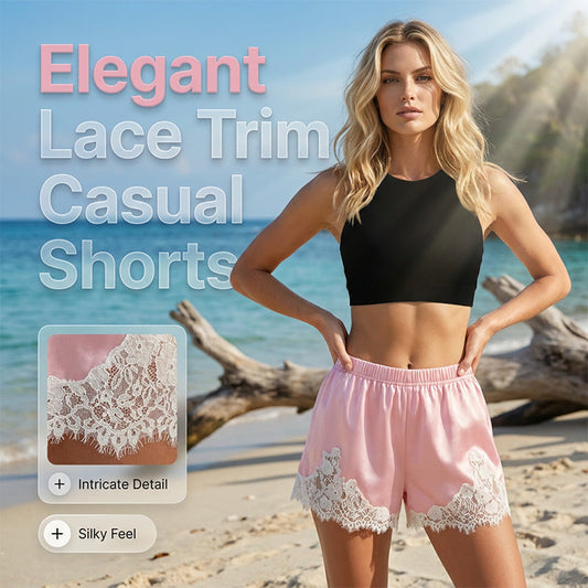📢📢40% OFF !! ⏰Satin Lace Trim Shorts