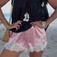 📢📢40% OFF !! ⏰Satin Lace Trim Shorts