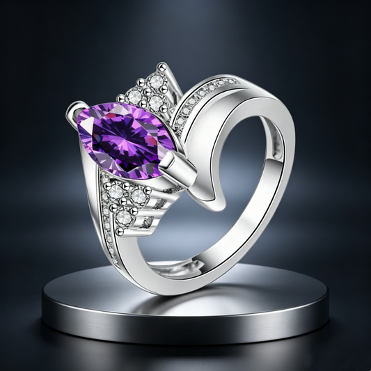 📢📢70% OFF !! ⏰Asymmetrical Marquise Cut Purple Zircon Ring