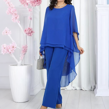 📢📢35% OFF !! ⏰Women's Loose High-Low Top & Wide-Leg Pants Set