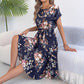 📢📢35% OFF !! ⏰Women's Floral Print Pleated Midi Dress
