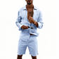 📢📢40% OFF !! ⏰Men's Linen Long Sleeve Shirt & Shorts Set