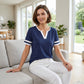 📢📢50% OFF !! ⏰Women's Short Sleeve Color Block Tee