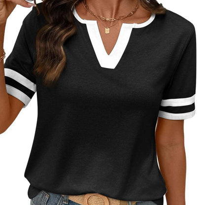 📢📢50% OFF !! ⏰Women's Short Sleeve Color Block Tee