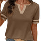 📢📢50% OFF !! ⏰Women's Short Sleeve Color Block Tee