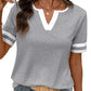 📢📢50% OFF !! ⏰Women's Short Sleeve Color Block Tee