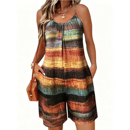 📢📢50% OFF !! ⏰Women's Striped Spaghetti Strap Romper with Pockets