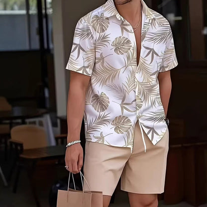 📢📢40% OFF !! ⏰Men's Hawaiian Shirt & Shorts 2-Piece Set