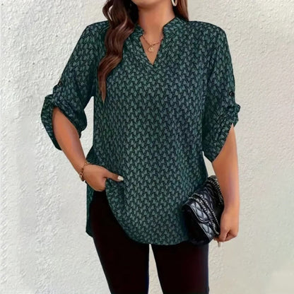 📢📢35% OFF !! ⏰Women's Geometric Print V-Neck Blouse