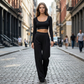 📢📢40% OFF !! ⏰Women's Casual Crop Top & Wide Leg Pants Set