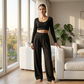 📢📢40% OFF !! ⏰Women's Casual Crop Top & Wide Leg Pants Set