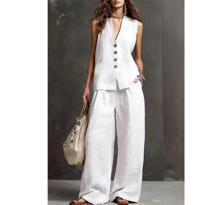 📢📢35% OFF !! ⏰1Women's Sleeveless Vest & Pants 2-Piece Set