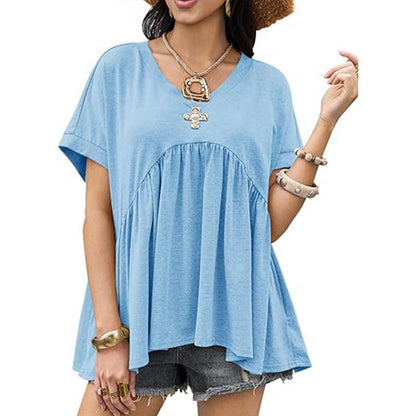 📢📢50% OFF !! ⏰Casual Loose Fit Pleated Flowy T-Shirt