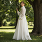 📢📢35% OFF !! ⏰Elegant Pleated White High-Neck Maxi Dress