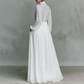 📢📢35% OFF !! ⏰Elegant Pleated White High-Neck Maxi Dress