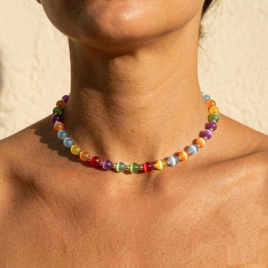 📢📢50% OFF !! ⏰Rainbow Cat's Eye Beaded Necklace