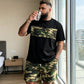 📢📢40% OFF !! ⏰Men's Camouflage Print T-Shirt & Shorts Set