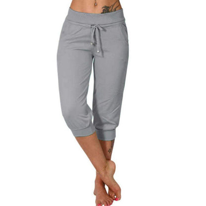 📢📢50% OFF !! ⏰3/4 High-Waist Slim Fit Drawstring Pocket Joggers