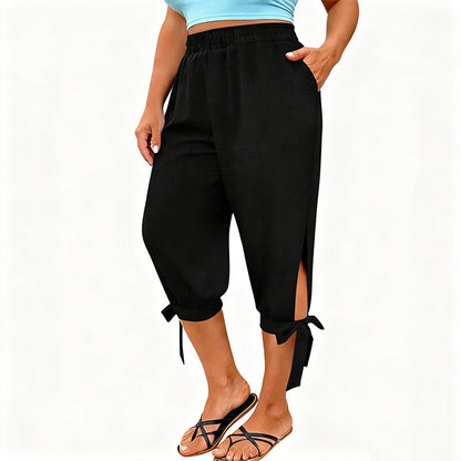 📢📢40% OFF !! ⏰Women's Casual Elastic Waistband Capri Pants