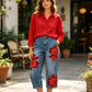📢📢40% OFF !! ⏰Artistic Flower Wide-Leg Jeans for Women