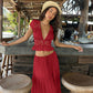 📢📢40% OFF !! ⏰Elegant Lace V-Neck Top & Maxi Skirt Set