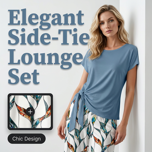 📢📢40% OFF !! ⏰Women's Side-Tie Top & Patterned Pants Set